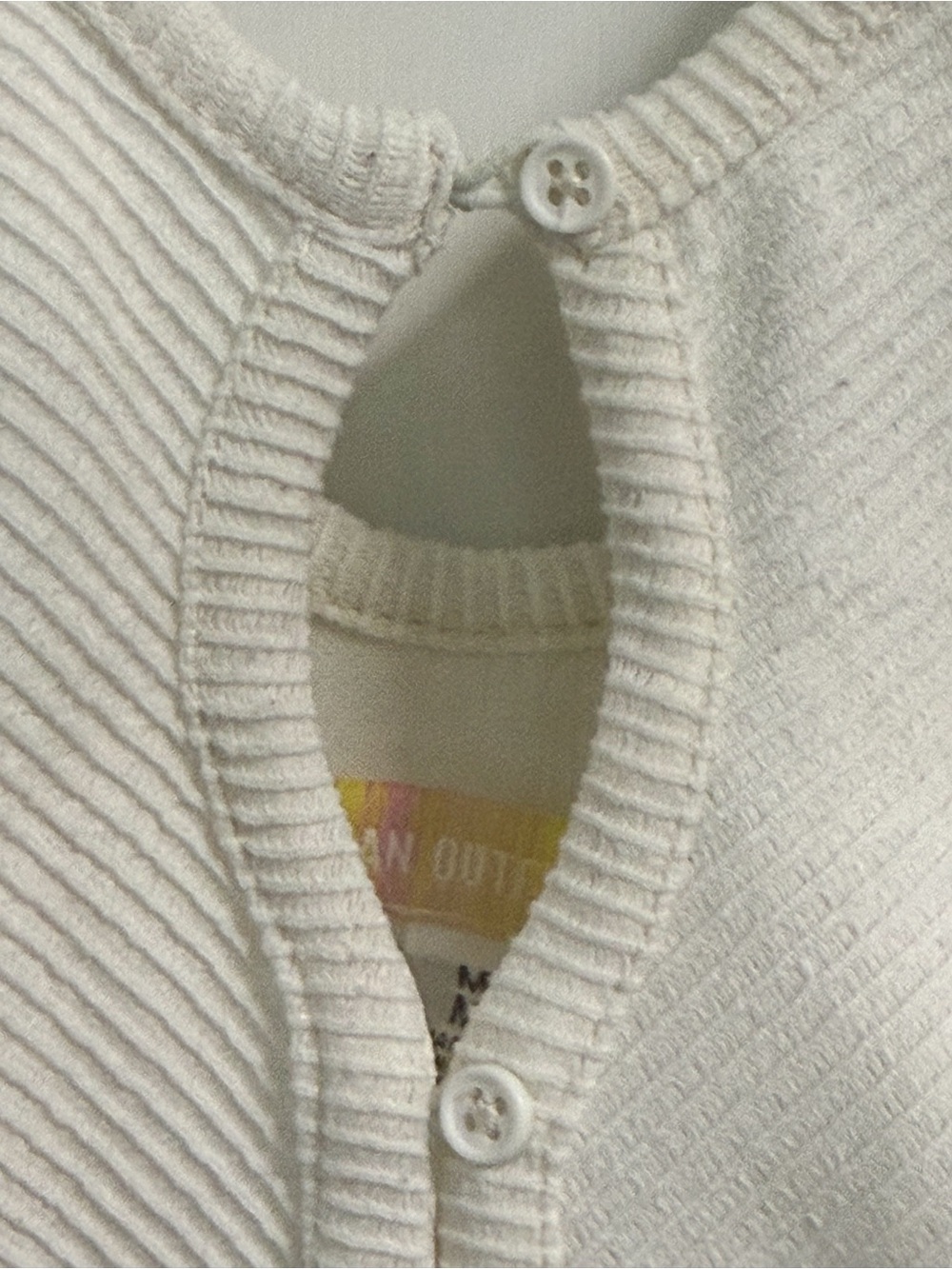 Urban Outfitters Ribbed Button Front Cropped Tank Top Cream Medium - Picture 3 of 16